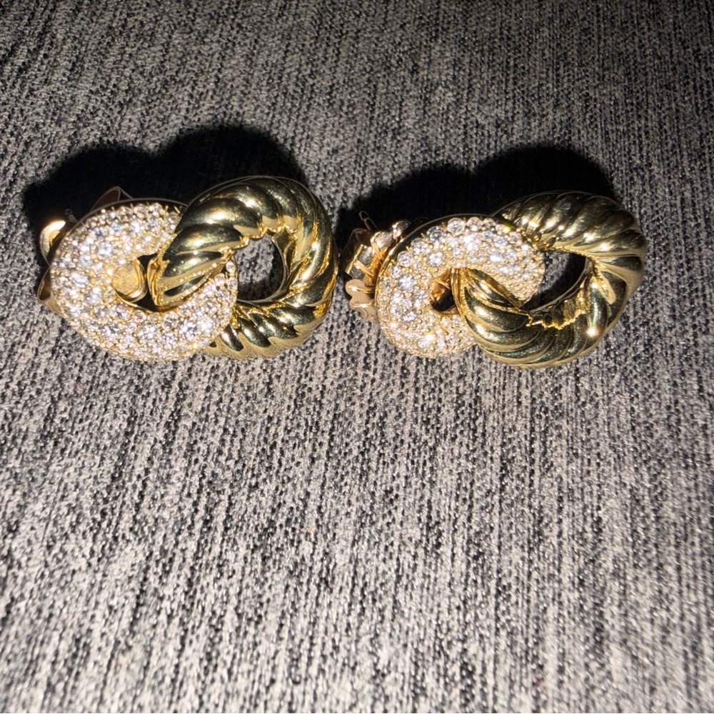 David Yurman Gold Link Crystal Accent Women's Earrings